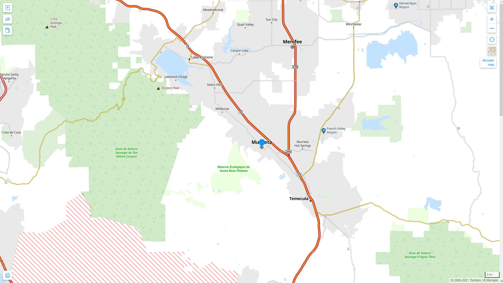 Murrieta California Highway and Road Map